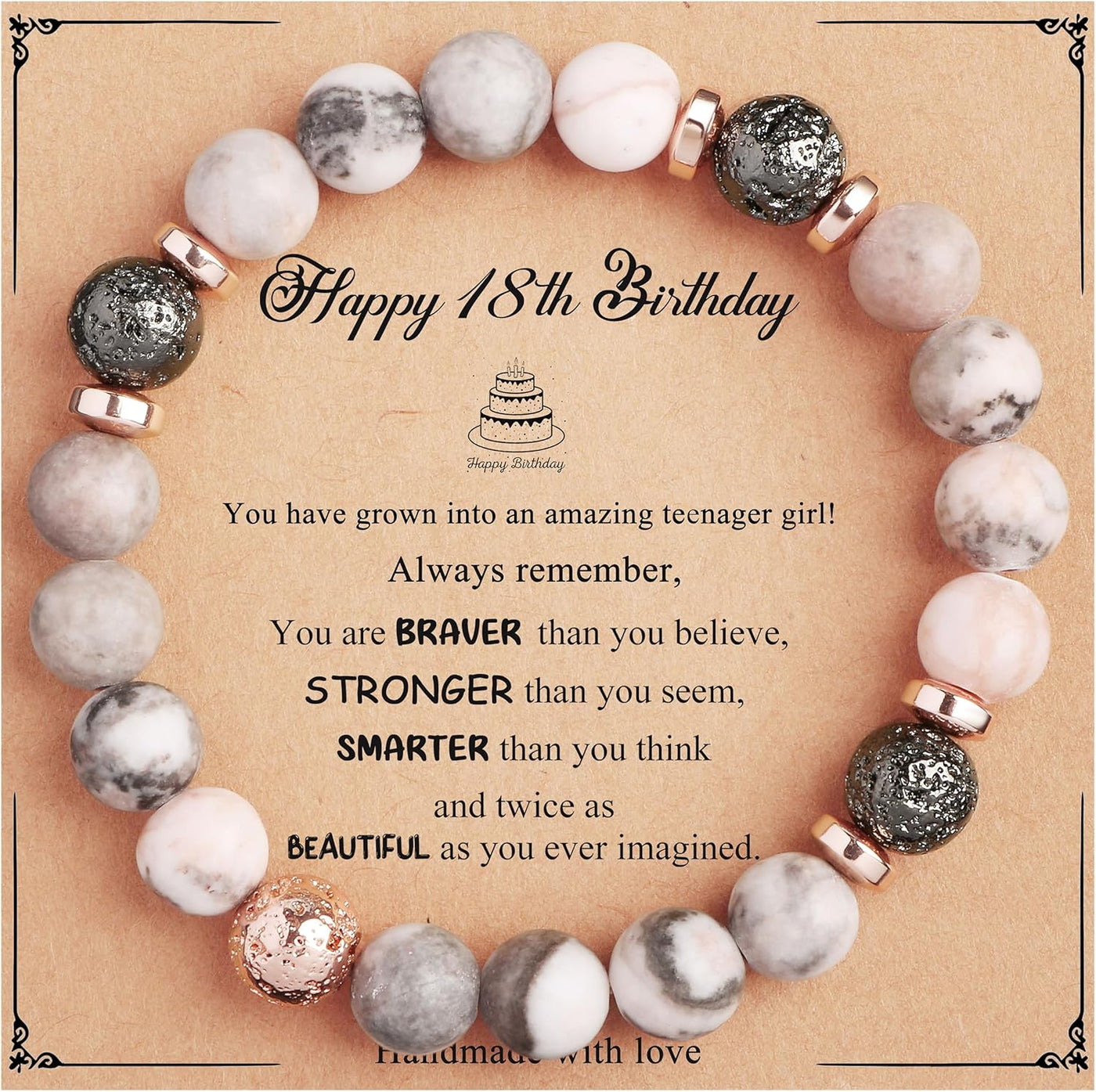 Yiyang 13th 16th 18th 21st 25th 30th 35th 40th 45th 50th 60th 65th 70th 75th 80th Birthday Gifts for Women, Natural Stone Bracelet Birthday Gifts for Women Mom Daughter Grandma Sister Coworker