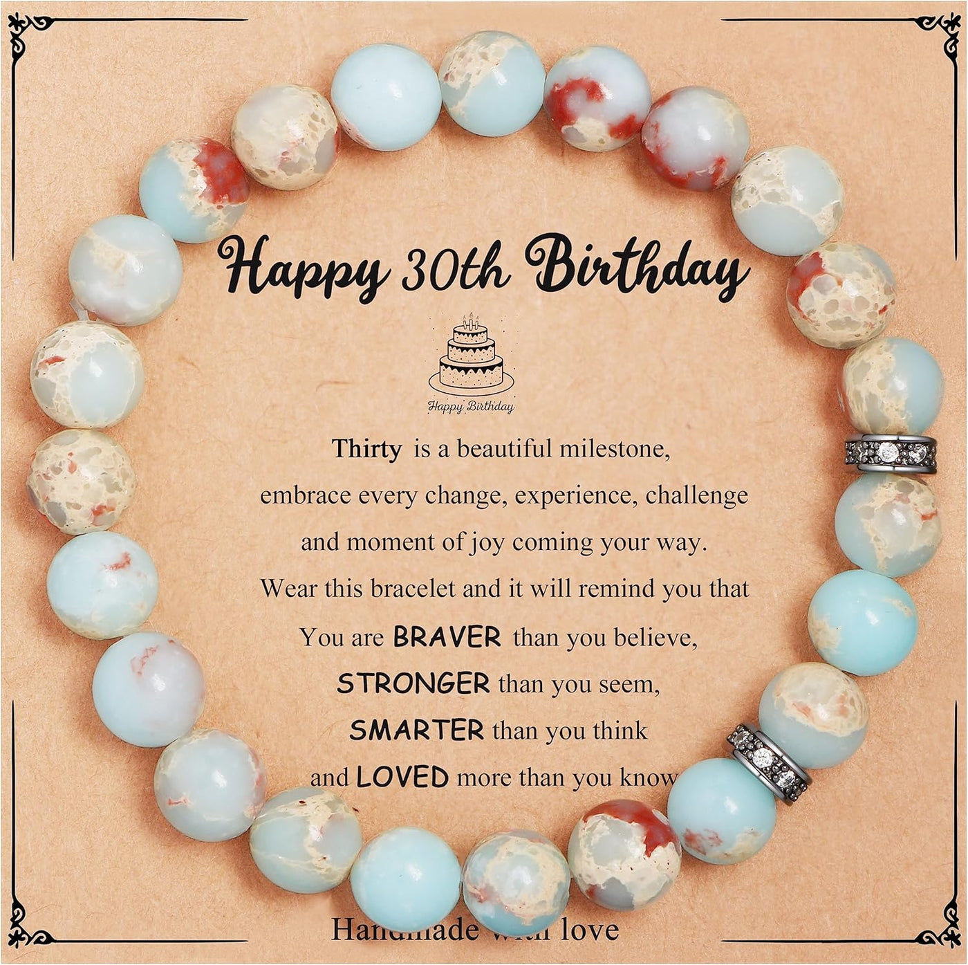 Yiyang 13th 16th 18th 21st 25th 30th 35th 40th 45th 50th 60th 65th 70th 75th 80th Birthday Gifts for Women, Natural Stone Bracelet Birthday Gifts for Women Mom Daughter Grandma Sister Coworker