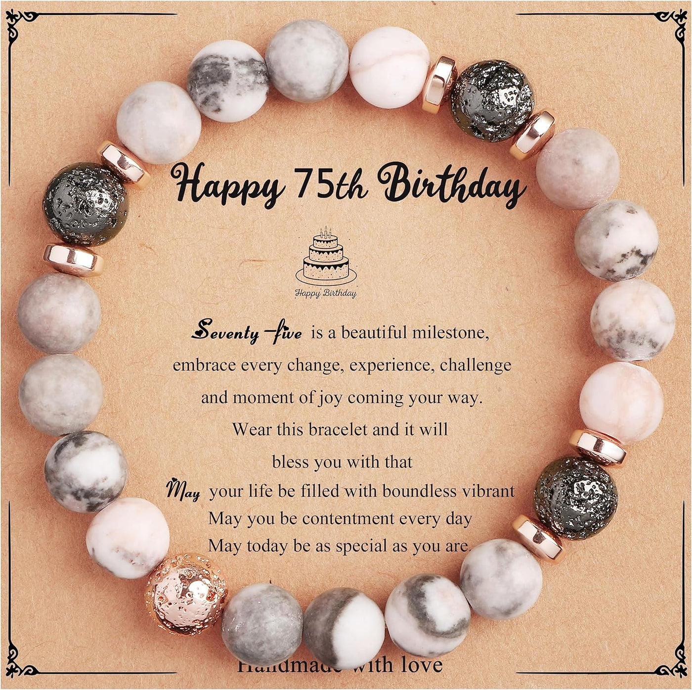 Yiyang 13th 16th 18th 21st 25th 30th 35th 40th 45th 50th 60th 65th 70th 75th 80th Birthday Gifts for Women, Natural Stone Bracelet Birthday Gifts for Women Mom Daughter Grandma Sister Coworker