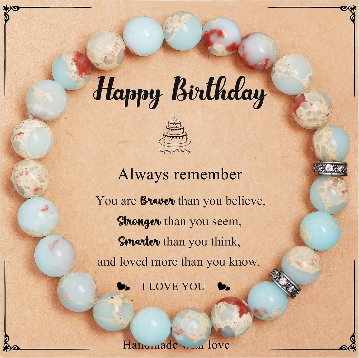 Yiyang 13th 16th 18th 21st 25th 30th 35th 40th 45th 50th 60th 65th 70th 75th 80th Birthday Gifts for Women, Natural Stone Bracelet Birthday Gifts for Women Mom Daughter Grandma Sister Coworker