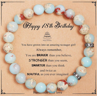 Yiyang 13th 16th 18th 21st 25th 30th 35th 40th 45th 50th 60th 65th 70th 75th 80th Birthday Gifts for Women, Natural Stone Bracelet Birthday Gifts for Women Mom Daughter Grandma Sister Coworker