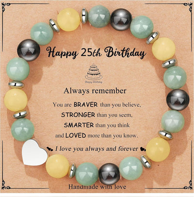 Yiyang 13th 16th 18th 21st 25th 30th 35th 40th 45th 50th 60th 65th 70th 75th 80th Birthday Gifts for Women, Natural Stone Bracelet Birthday Gifts for Women Mom Daughter Grandma Sister Coworker