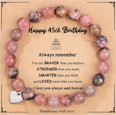 Yiyang 13th 16th 18th 21st 25th 30th 35th 40th 45th 50th 60th 65th 70th 75th 80th Birthday Gifts for Women, Natural Stone Bracelet Birthday Gifts for Women Mom Daughter Grandma Sister Coworker