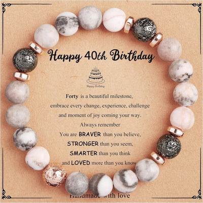 Yiyang 13th 16th 18th 21st 25th 30th 35th 40th 45th 50th 60th 65th 70th 75th 80th Birthday Gifts for Women, Natural Stone Bracelet Birthday Gifts for Women Mom Daughter Grandma Sister Coworker