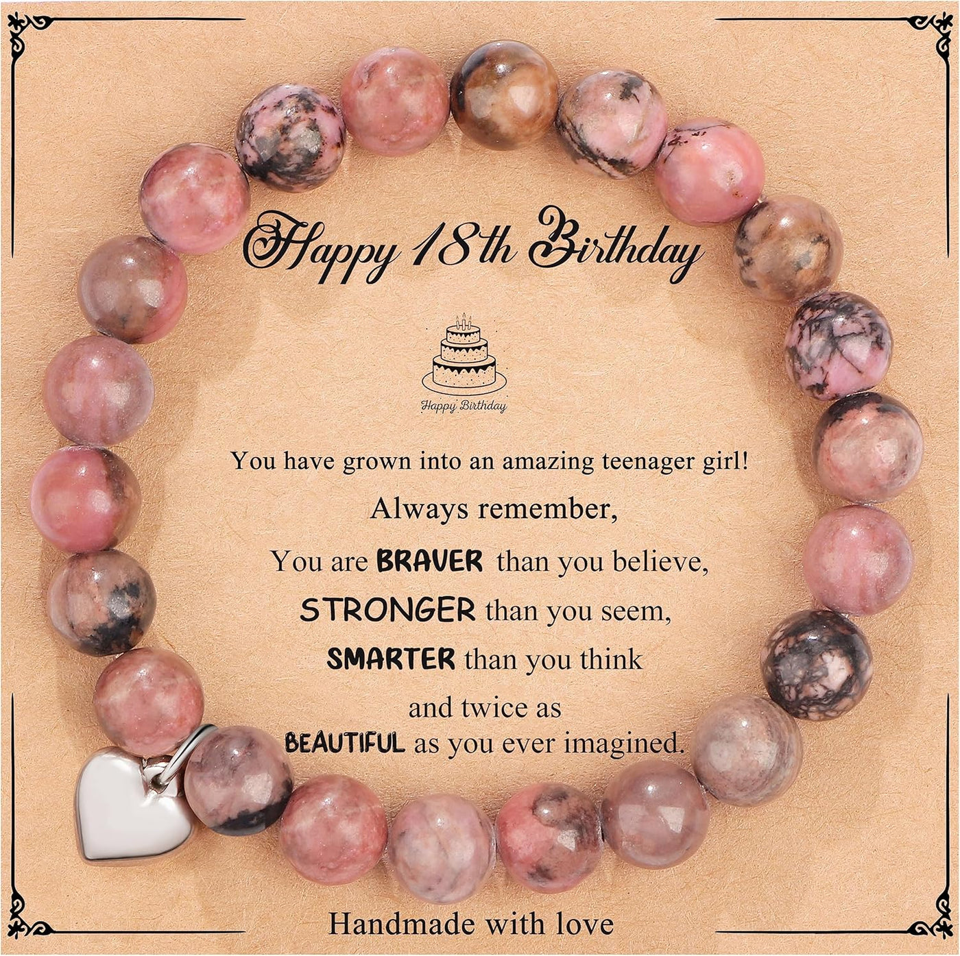 Yiyang 13th 16th 18th 21st 25th 30th 35th 40th 45th 50th 60th 65th 70th 75th 80th Birthday Gifts for Women, Natural Stone Bracelet Birthday Gifts for Women Mom Daughter Grandma Sister Coworker