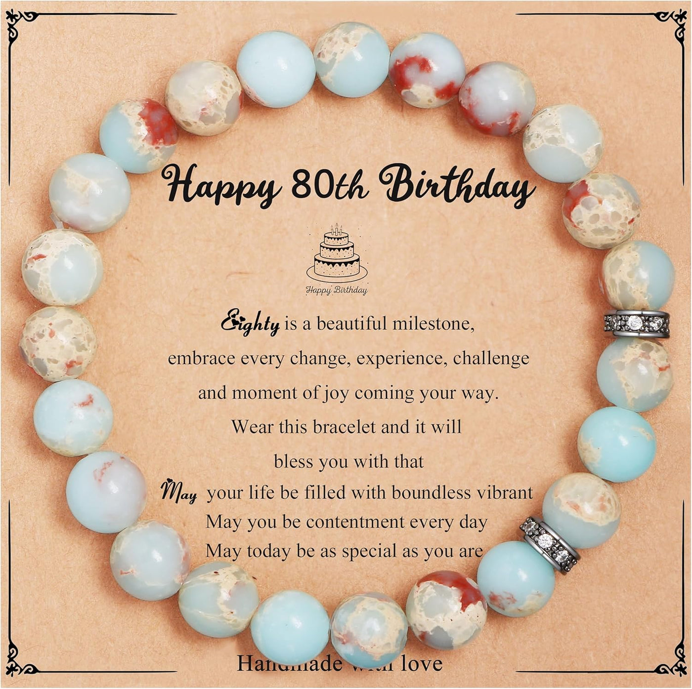 Yiyang 13th 16th 18th 21st 25th 30th 35th 40th 45th 50th 60th 65th 70th 75th 80th Birthday Gifts for Women, Natural Stone Bracelet Birthday Gifts for Women Mom Daughter Grandma Sister Coworker