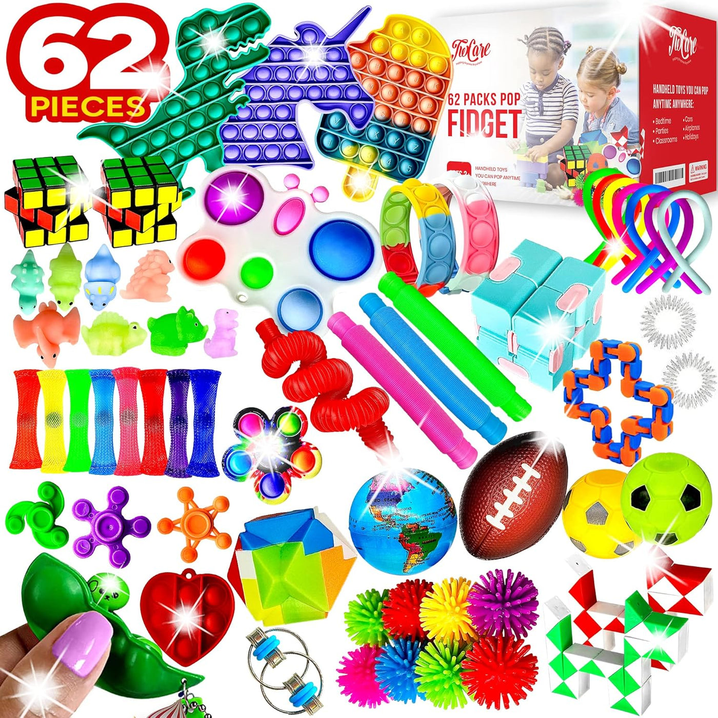 120 Pack Fidget Toys Set,Pop Sensory Party Favors Gifts for Kids Adults Boy Girl Stocking Stuffers Autistic Bulk Goodie Bag Filler Treasure Box Classroom Prizes School