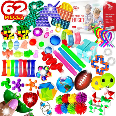 120 Pack Fidget Toys Set,Pop Sensory Party Favors Gifts for Kids Adults Boy Girl Stocking Stuffers Autistic Bulk Goodie Bag Filler Treasure Box Classroom Prizes School