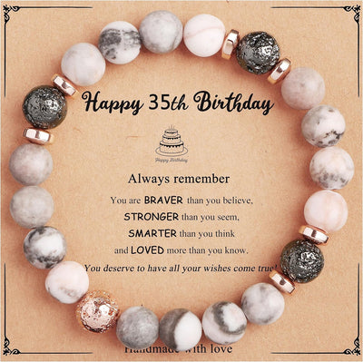 Yiyang 13th 16th 18th 21st 25th 30th 35th 40th 45th 50th 60th 65th 70th 75th 80th Birthday Gifts for Women, Natural Stone Bracelet Birthday Gifts for Women Mom Daughter Grandma Sister Coworker