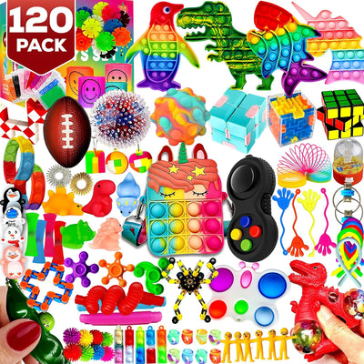 120 Pack Fidget Toys Set,Pop Sensory Party Favors Gifts for Kids Adults Boy Girl Stocking Stuffers Autistic Bulk Goodie Bag Filler Treasure Box Classroom Prizes School