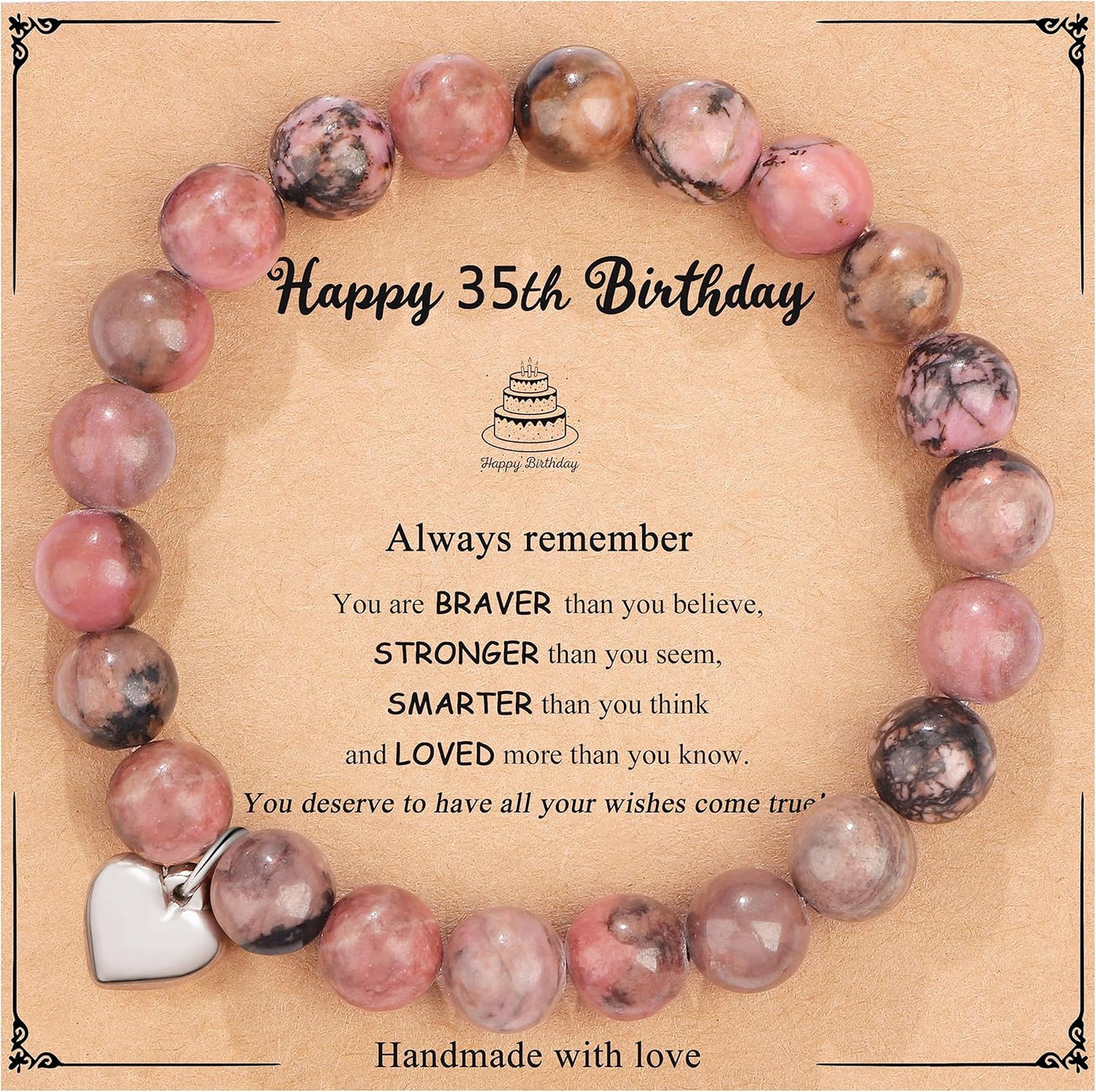 Yiyang 13th 16th 18th 21st 25th 30th 35th 40th 45th 50th 60th 65th 70th 75th 80th Birthday Gifts for Women, Natural Stone Bracelet Birthday Gifts for Women Mom Daughter Grandma Sister Coworker