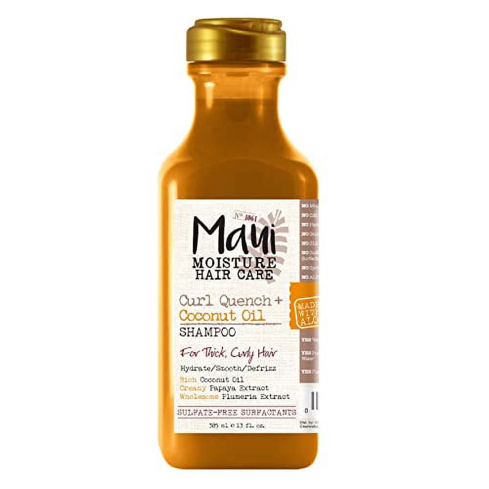 Maui Moisture Curl Quench + Coconut Oil Curl-Defining Anti-Frizz Shampoo to Hydrate and Detangle Tight Curly Hair, Softening Shampoo, Vegan, Silicone & Paraben-Free, 13 fl oz