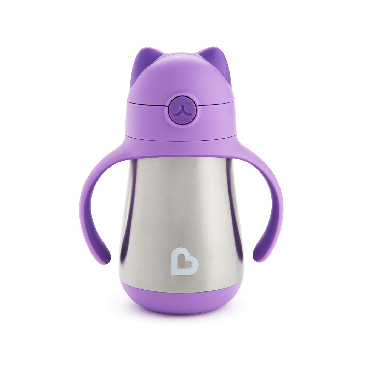 MunchkinÂ® Cool Catâ„¢ Toddler Sippy Cup with Straw Cup, 8 Ounce, Stainless Steel, Purple