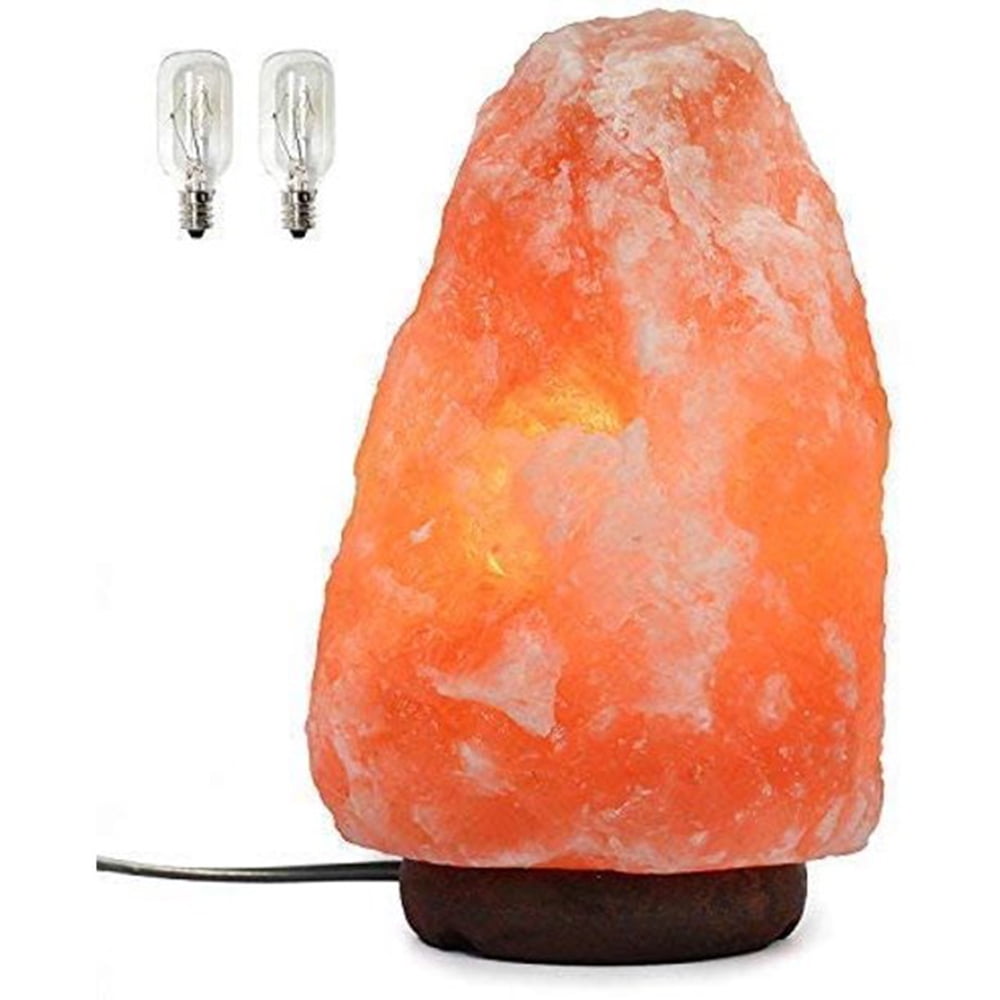 7 Inch Himalayan Salt Lamp with Dimmer Cord - Night Light Natural Crystal Rock Classic Wood Base Authentic from Pakistan