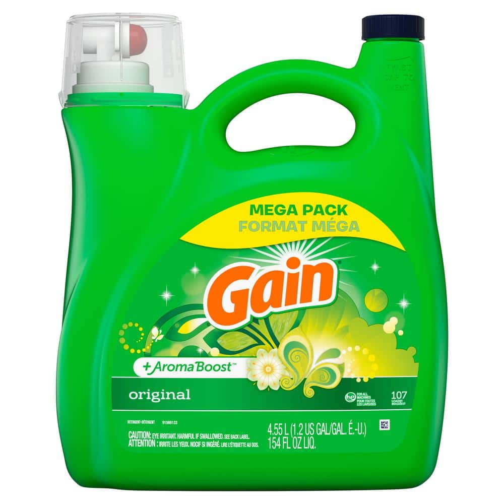 Gain AromaBoost 154 oz. Original Scent Mega Liquid Laundry Detergent (107-LDS) + Original Scent Dryer Sheet (240-CNT) Bundle