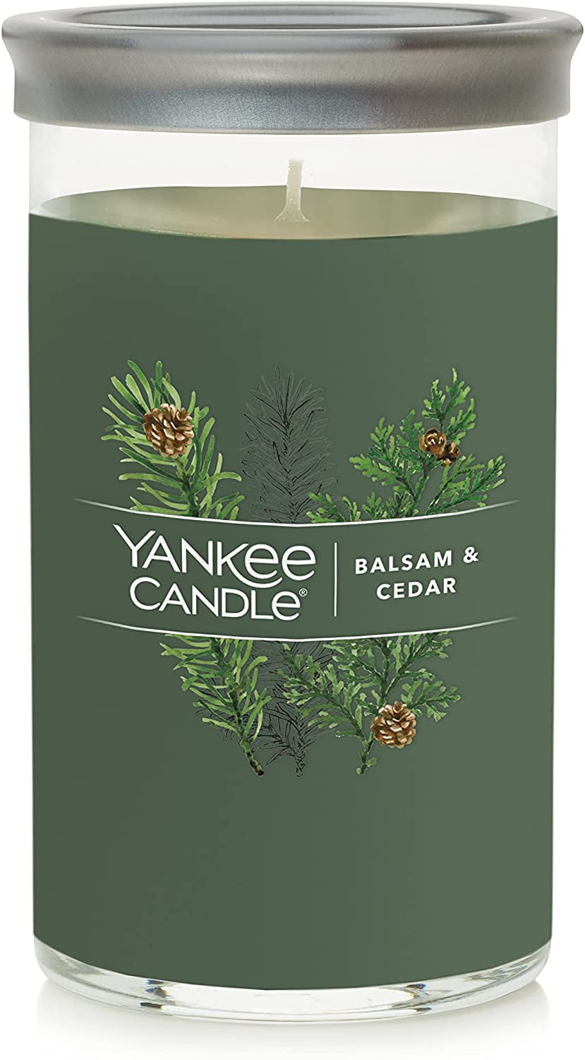 Yankee Candle Balsam & Cedar Signature Medium Pillar Candle, 14.25oz, Christmas , Holiday Candle