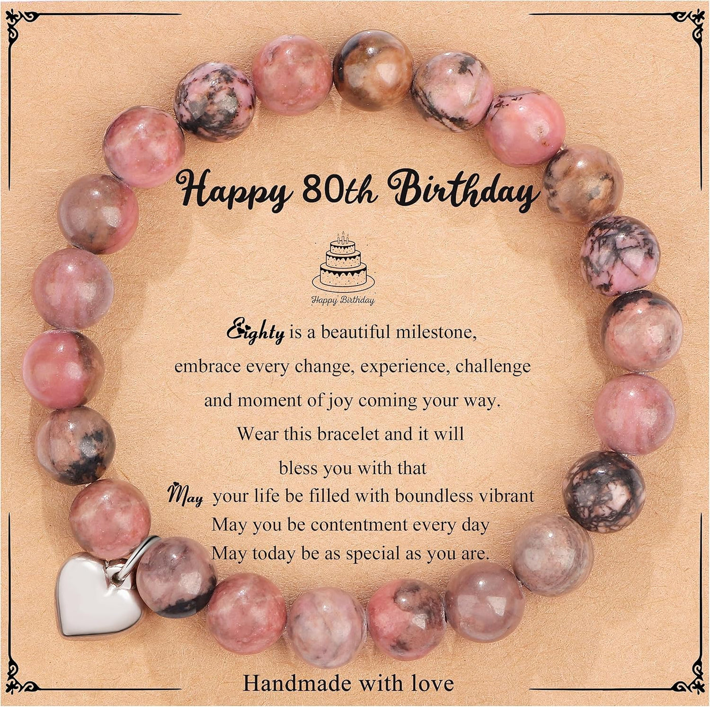 Yiyang 13th 16th 18th 21st 25th 30th 35th 40th 45th 50th 60th 65th 70th 75th 80th Birthday Gifts for Women, Natural Stone Bracelet Birthday Gifts for Women Mom Daughter Grandma Sister Coworker