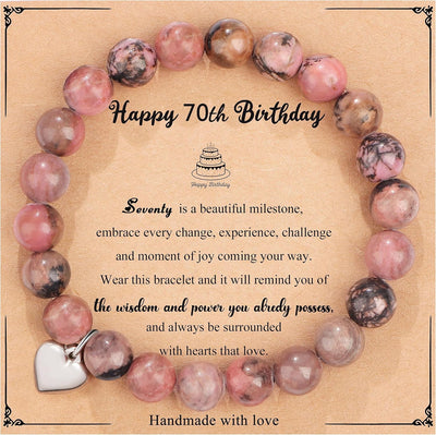 Yiyang 13th 16th 18th 21st 25th 30th 35th 40th 45th 50th 60th 65th 70th 75th 80th Birthday Gifts for Women, Natural Stone Bracelet Birthday Gifts for Women Mom Daughter Grandma Sister Coworker