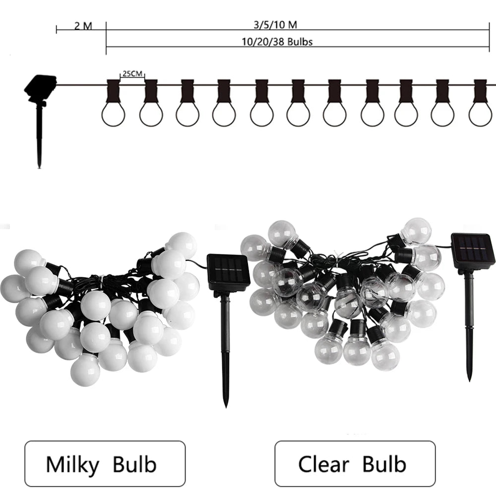 Solar LED Globe String Lights