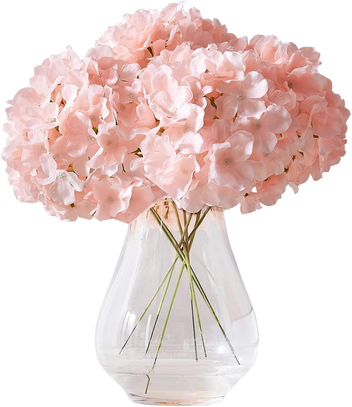 Lego Flowers  Artificial Hydrangea Flowers Blush Heads 10 Fake Hydrangea Silk Flowers for Wedding Centerpieces Bouquets DIY Floral Decor Home Decoration with Stems(VASE NOT Included)