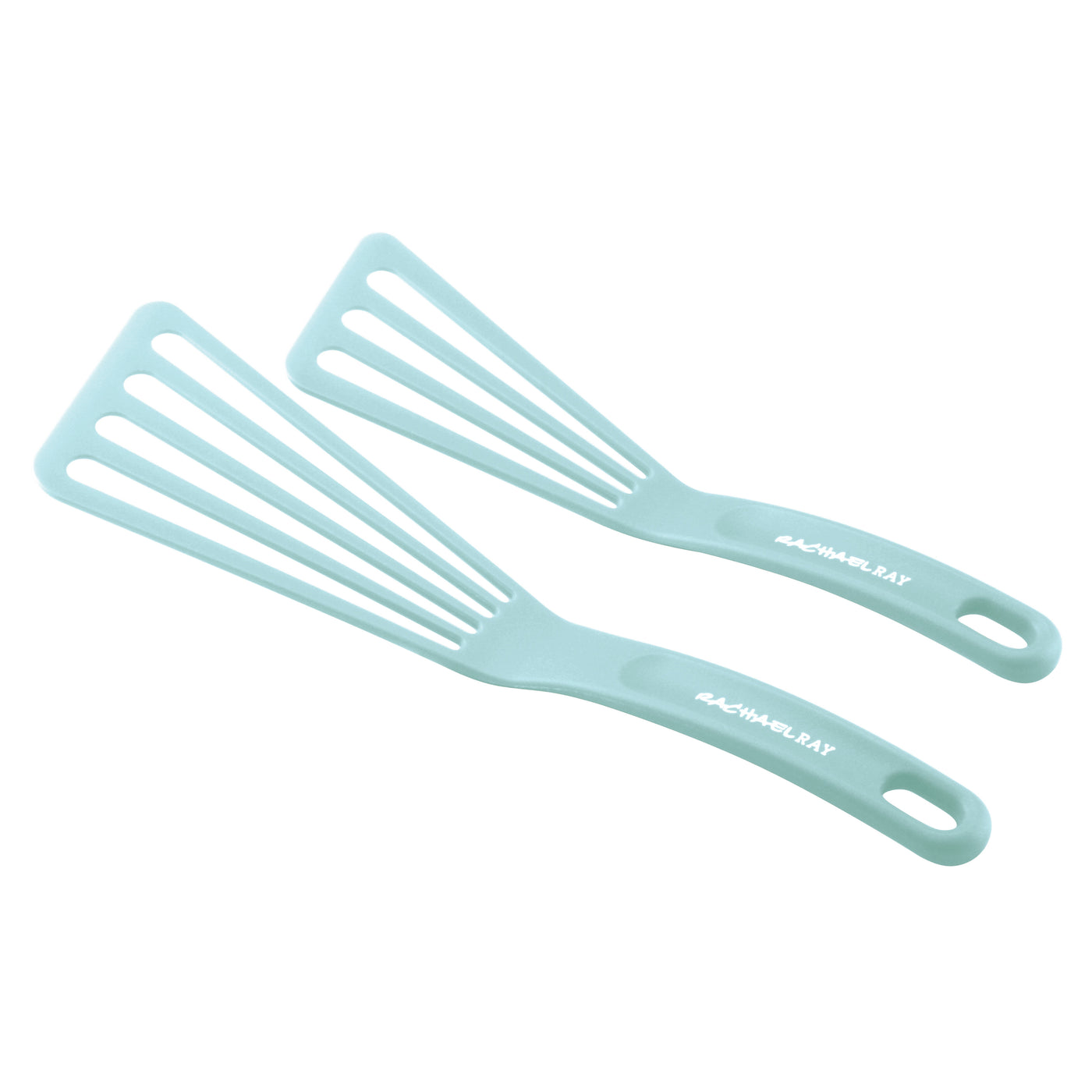 Rachael Ray Tools & Gadgets 2-Piece Nylon Slotted Turner Spatula Set, Light Blue