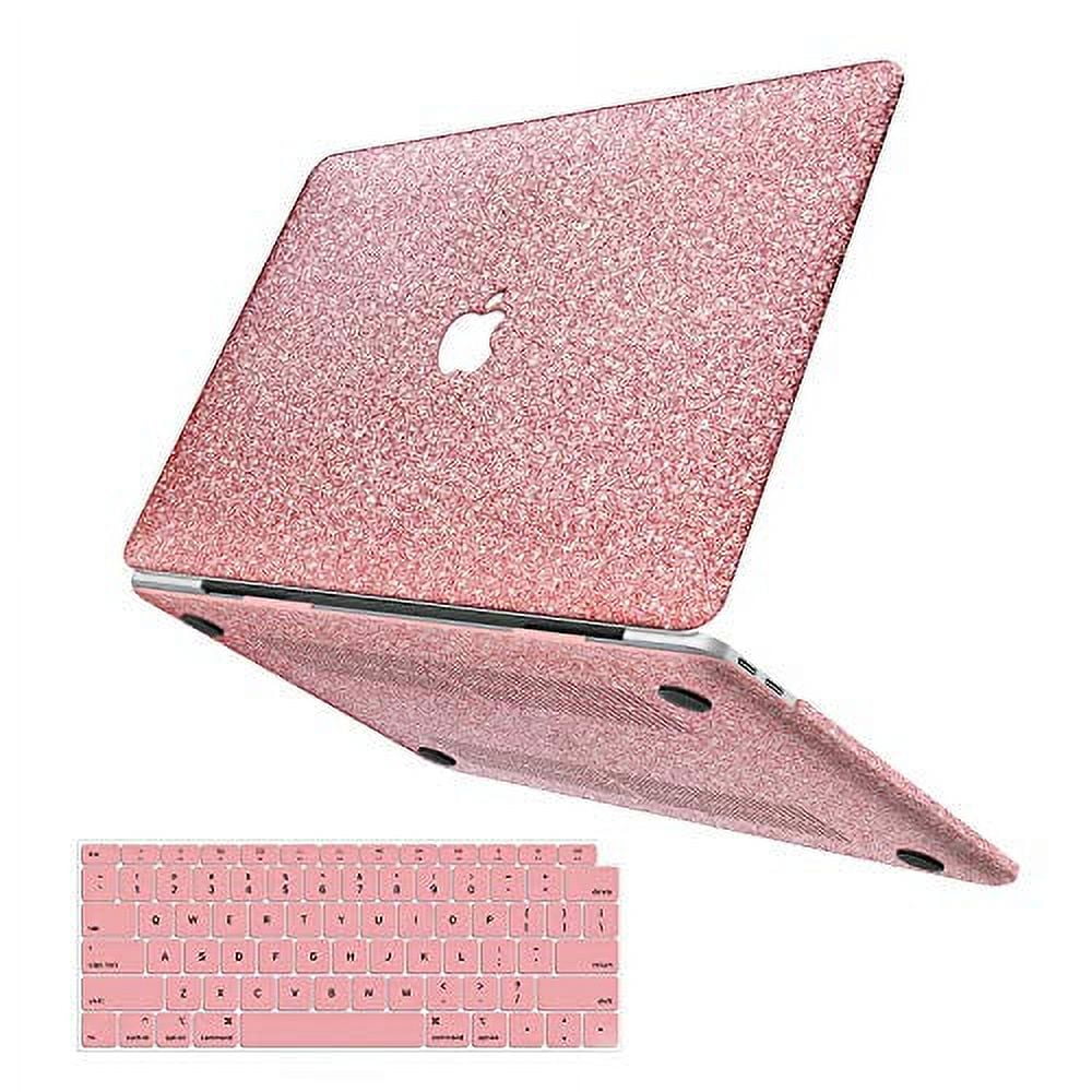 Anban MacBook Air 13 Inch Case 2020 2019 2018 Release A2337 M1 A2179 A1932 with Touch ID, Glitter Bling Smooth Leather Laptop Hard Shell Cover with Keyboard Cover, Apple MacBook Air 2020 Cas