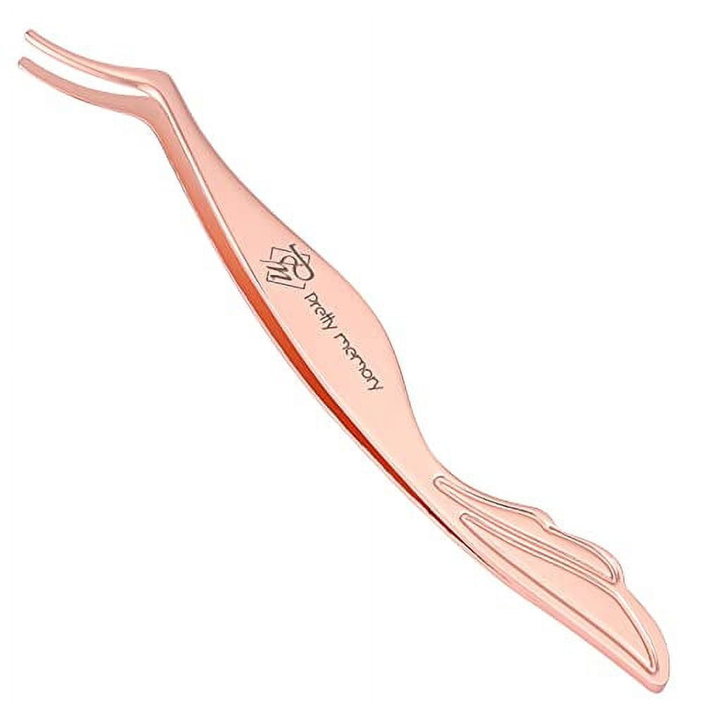 Pretty memory Eyelash Applicator Tool DIY Lash Tweezers Curved Eyelash Tweezers for Easy Lashes Application and Removal, Rose Gold