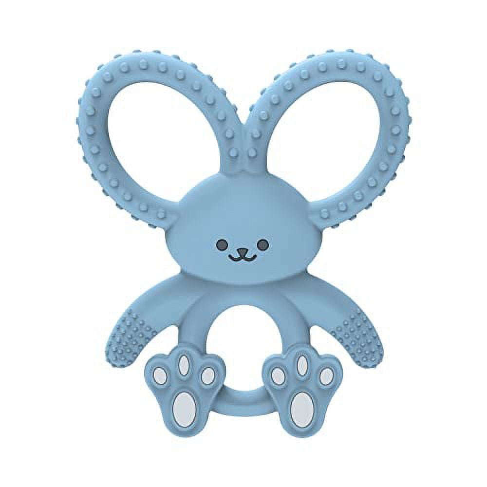 Dr. Brown's Flexees Bunny Teether for Infant & Baby, Blue, 100% Silicone, BPA Free, 3m+