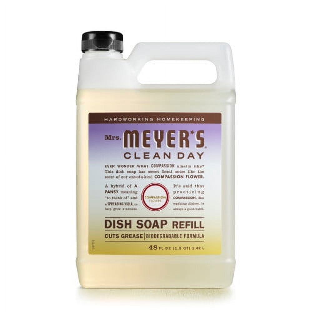 Mrs. Meyer's Clean Day Liquid Dish Soap Refill, Compassion Flower Scent, 48 Ounce Bottle