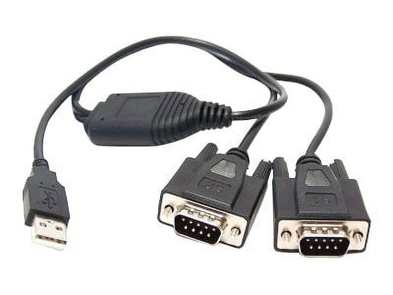 Micro Connectors E07-162 1 ft. USB 2.0 A-Male to Dual DB9-Male Serial Adapter, Black