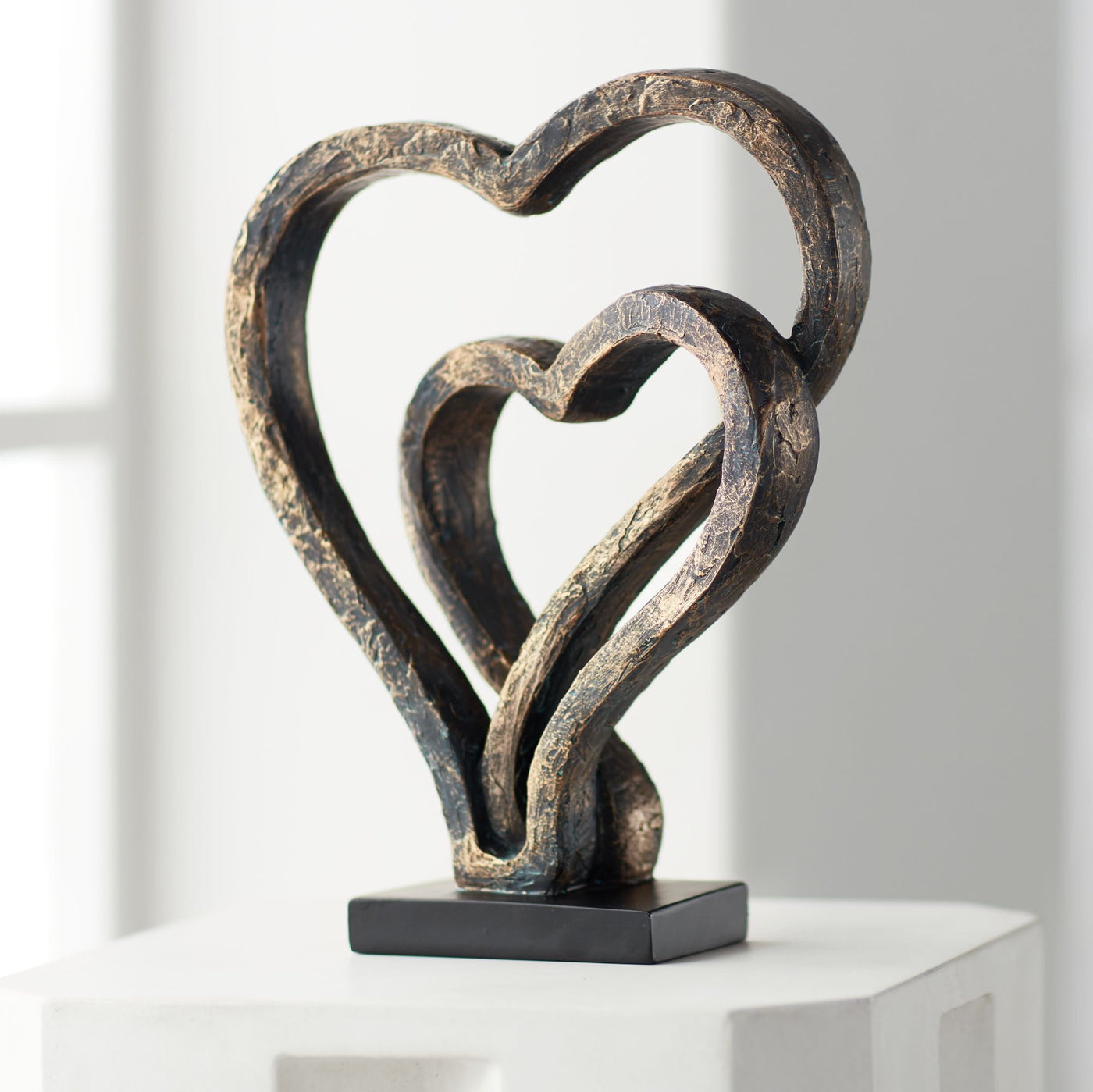 Kensington Hill Interlocking Hearts 11 3/4" High Bronze Finish Sculpture