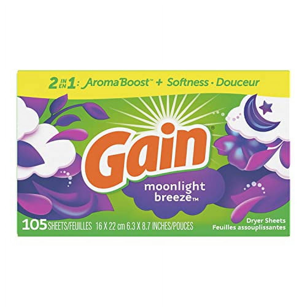 Gain, Fabric Softener Dryer Sheets, Moonlight Breeze, 105 Count