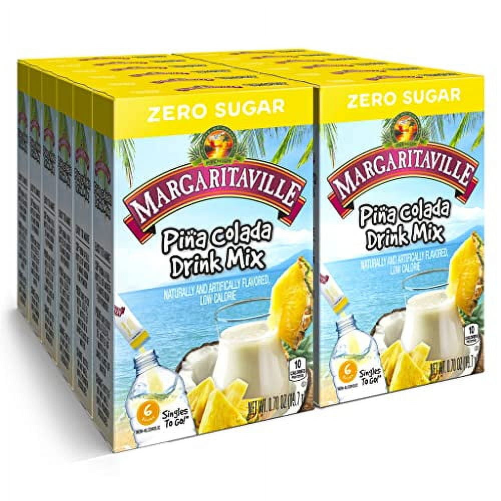 Margaritaville Singles To Go Water Drink Mix - Pina Colada Flavored, Non-Alcoholic Powder Sticks (12 Boxes with 6 Packets Each - 72 Total Servings), 0.65 Ounce (Pack of 12)