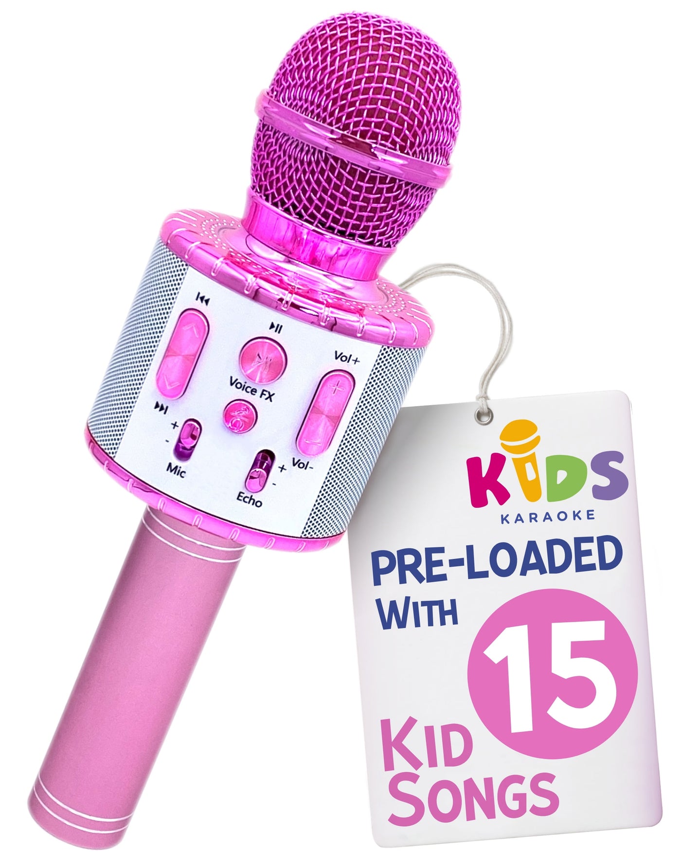 Move2Play, Kids Karaoke Microphone | Includes Bluetooth & 15 Pre-Loaded Nursery Rhymes | Birthday Gift for Girls, Boys & Toddlers | Girls Toy Ages 2, 3, 4-5, 6+ Years Old