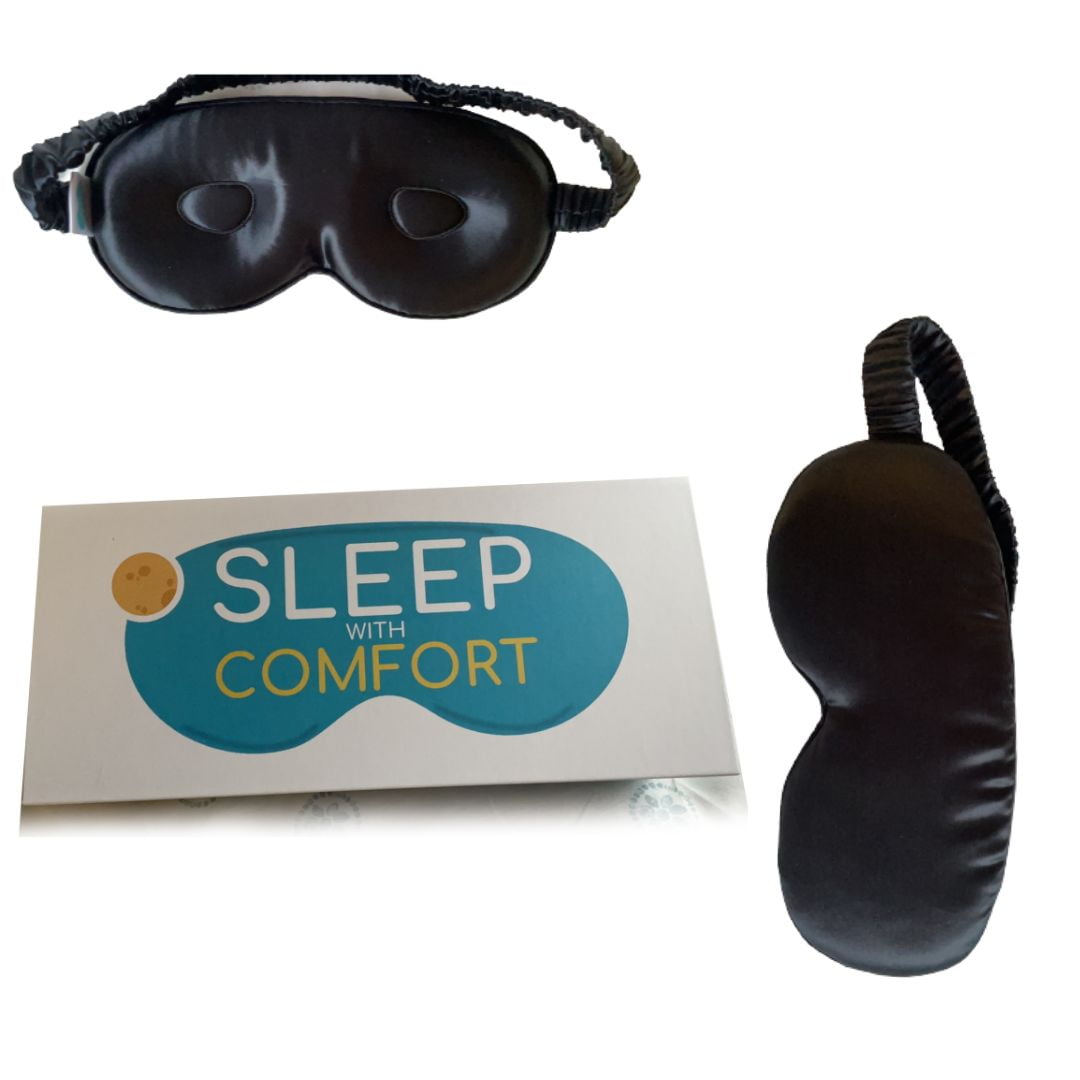 Experience Blissful Sleep with Our Premium 3D Eye Mask, Uninterrupted Sleep and Luxurious Silk Covered Strap, Suitable for Women and Men, Genuine Mulberry Silk, Black Color