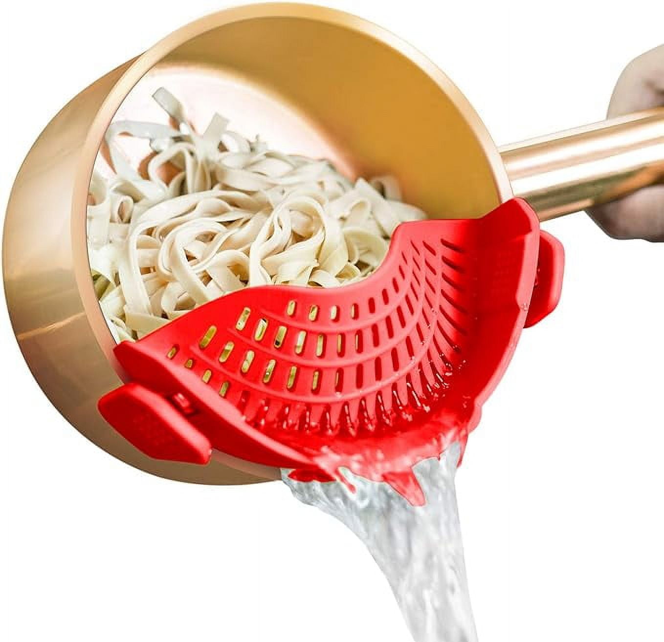 Clip On Strainer Silicone for all Pots and Pans, AUOON Pasta Strainer Clip on Food Strainer for Meat Vegetables Fruit Silicone Kitchen Colander