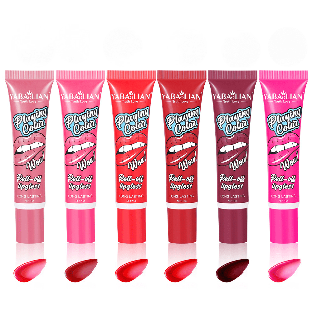 6pcs Peel Off Lip Stain Lip Tint, Peel Reveal Liquid Lipstick,Waterproof Long-Lasting Tear-off Lip Gloss, Peel Off Tattoo Lipsticks