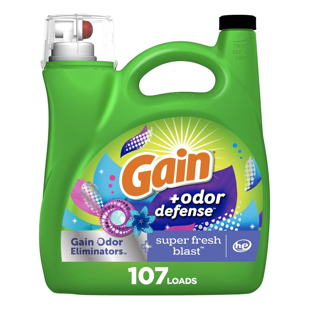 Gain + Odor Defense HE Liquid Laundry Detergent, 107 Loads - Super Fresh Blast 154 oz