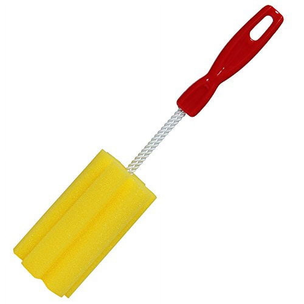 Kitchen Crop Canning Jar Cleaning Brush, Bright Yellow with Red