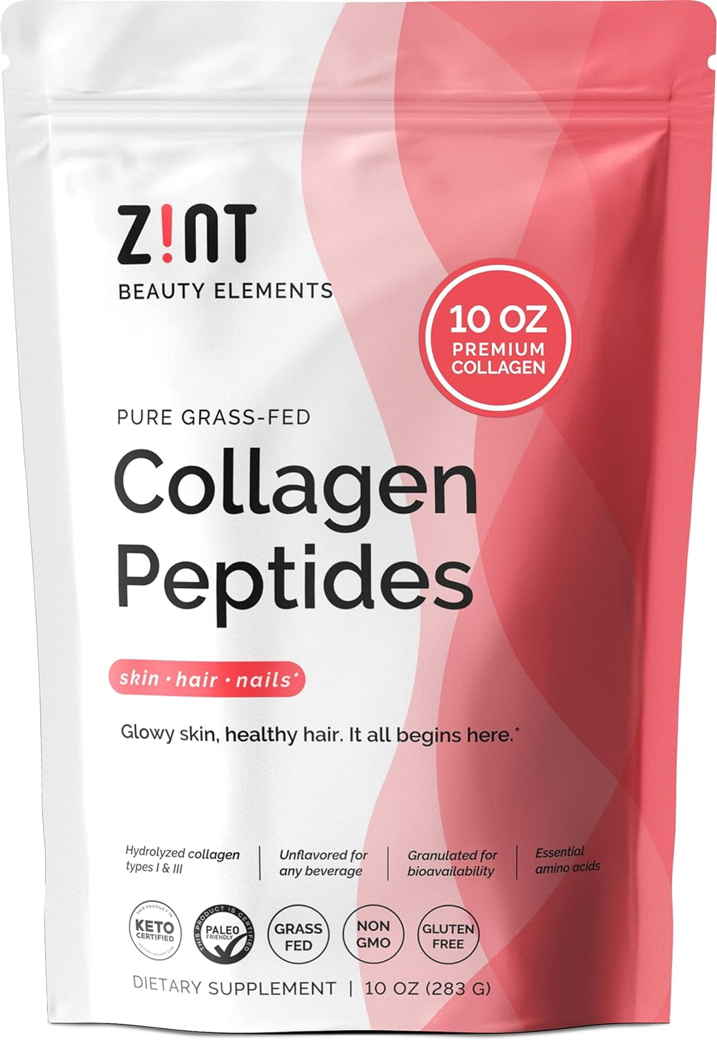 Zint Collagen Peptides Protein Powder , Natural Collagen Booster , Joint Supplements for Men & Women, 10 oz 10 Ounce (Pack of 1)