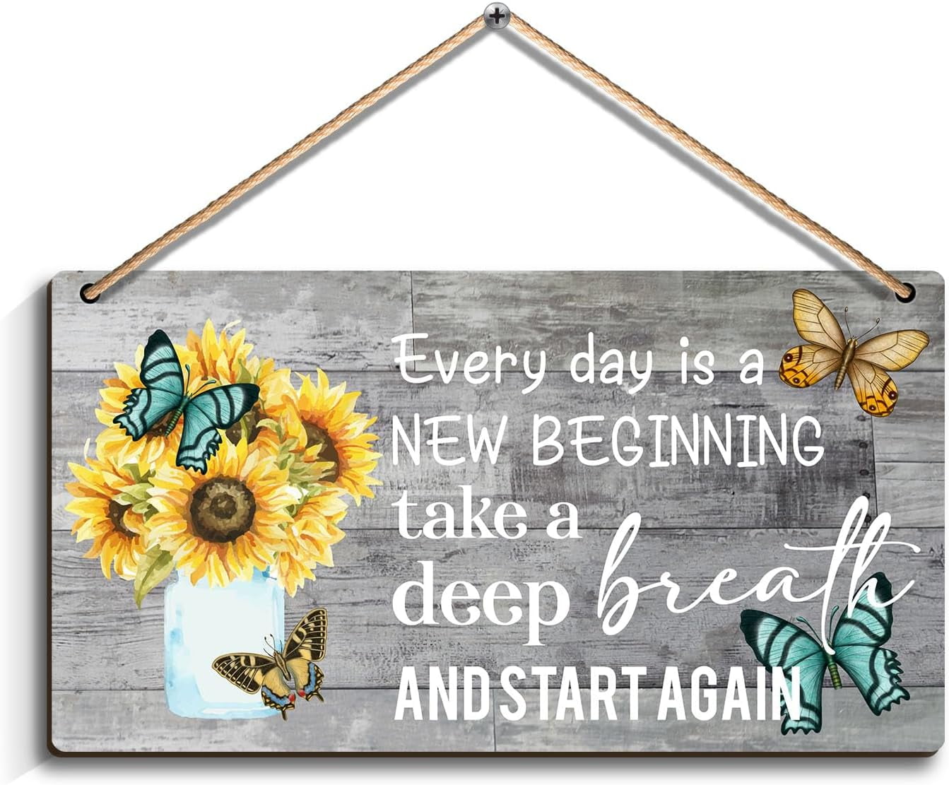 Every day is a new beginning - Dandelion Butterfly Wooden Wall Art, Motivational and Inspirational Home Decor,Housewarming Gift