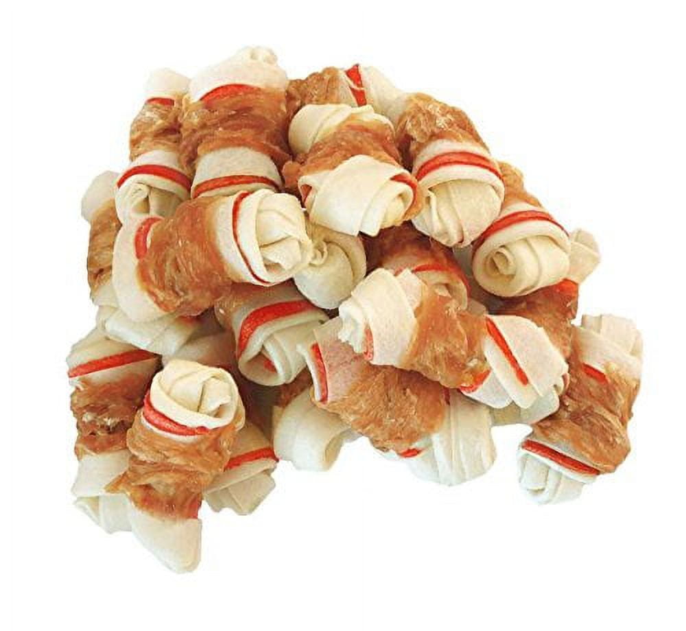 Pawant Chicken Wrapped Bone for Small Dog Treats Puppy Chews Snacks Promotes Healthy Chewing Chicken Wrapped Knot 2.5" 1lb