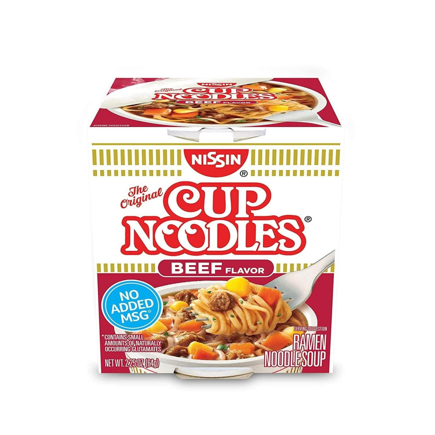 Nissin Cup Noodles Ramen Noodle Soup, Beef, 2.25 Ounce (Pack of 12) Great for On The Go Snacks and Side Dish