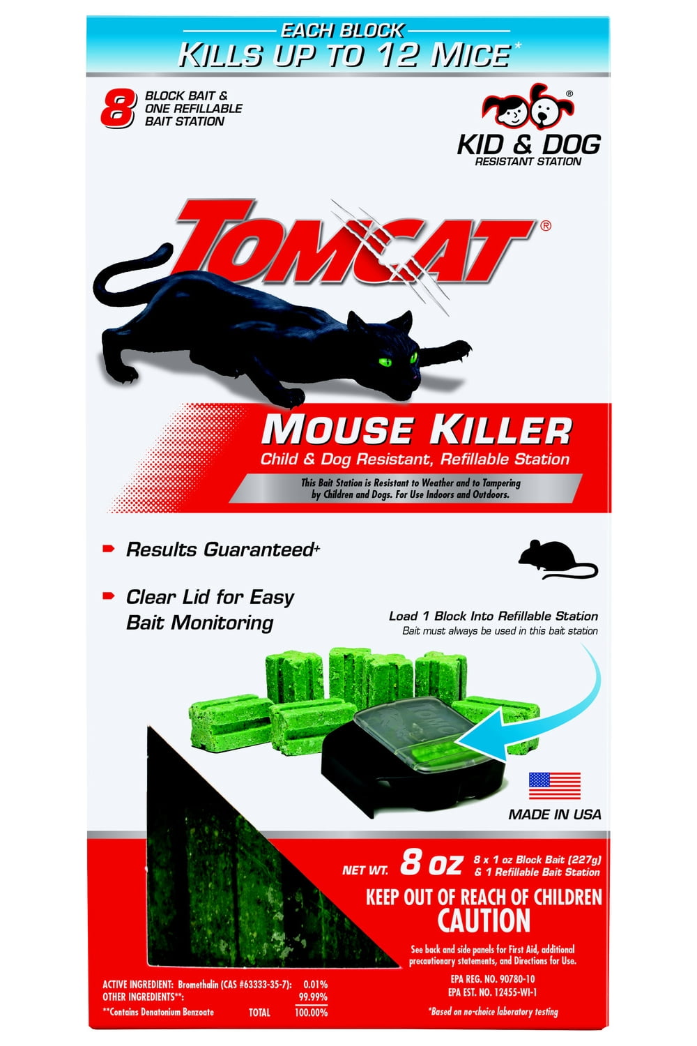 Tomcat Mouse Killer Child and Dog Resistant Refillable Station, 1 Station with 8 Baits