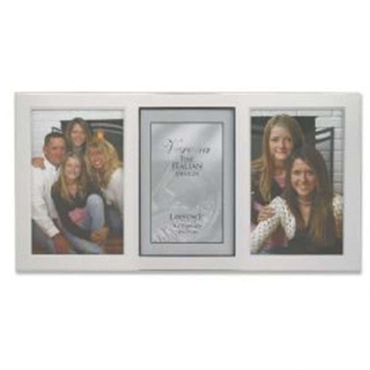 LawrenceFrames  4 x 6 in. Two Tone Three Opening Panel Picture Frame, Silver