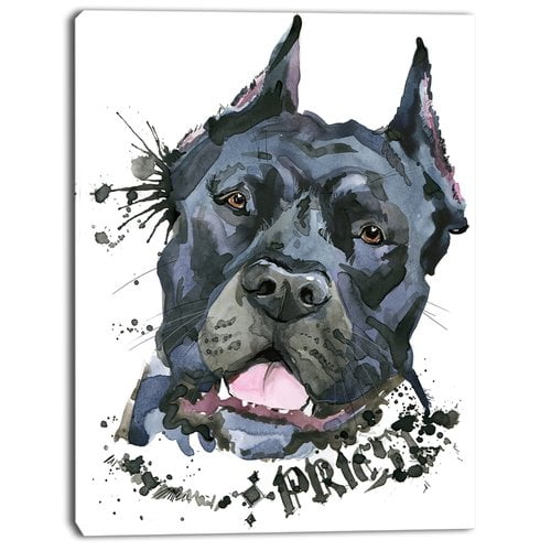 Design Art 'Aggressive Black Dog Illustration' Painting Print on Wrapped Canvas