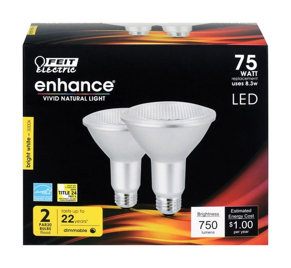 1 PC Feit Enhance PAR30 E26 (Medium) LED Bulb Bright White 75 Watt Equivalence 2 pk