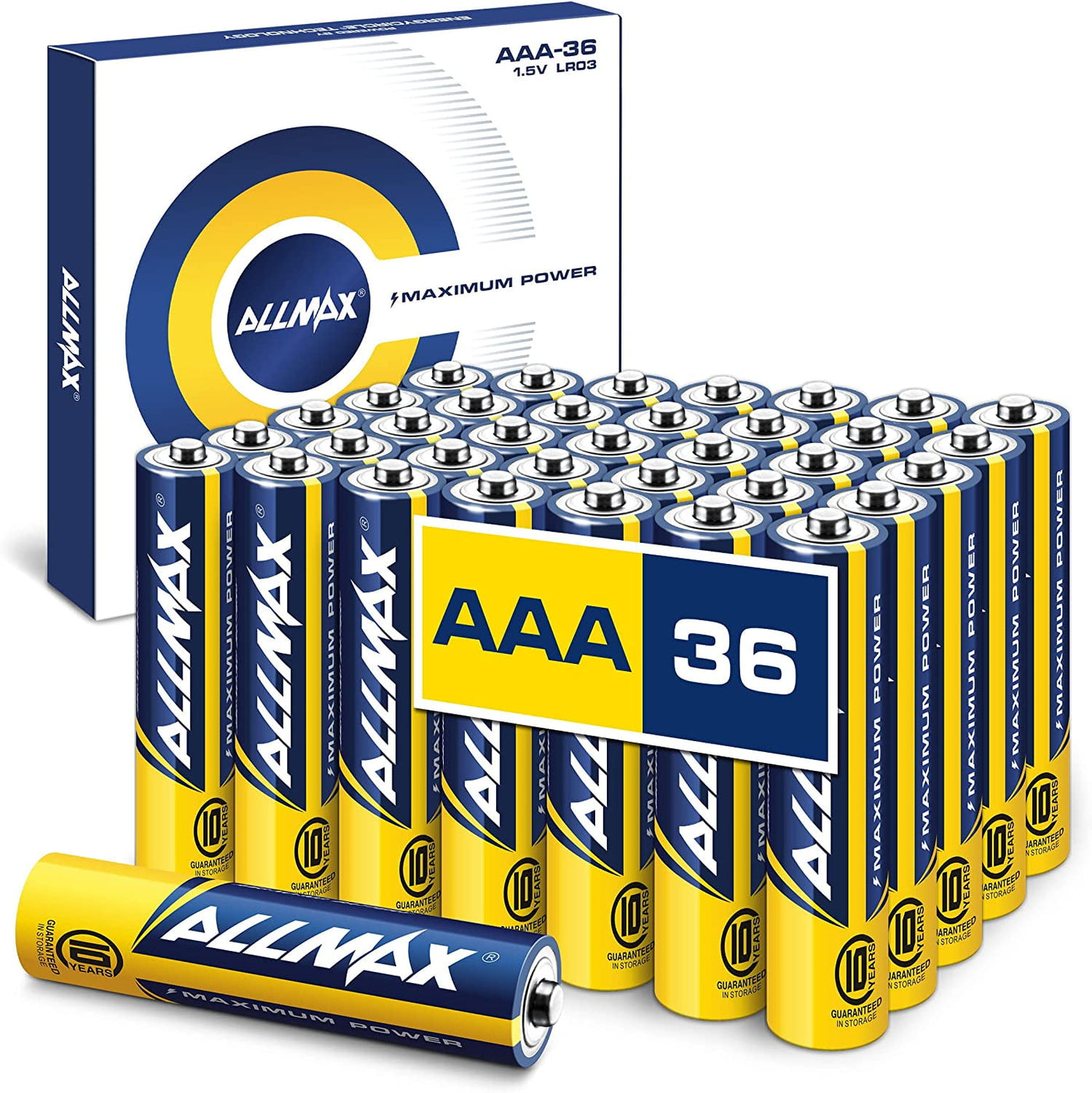 Allmax AAA Maximum Power Alkaline Triple A Batteries (36 Count) – Ultra Long-Lasting, 10-Year Shelf Life, Leakproof Design, 1.5V