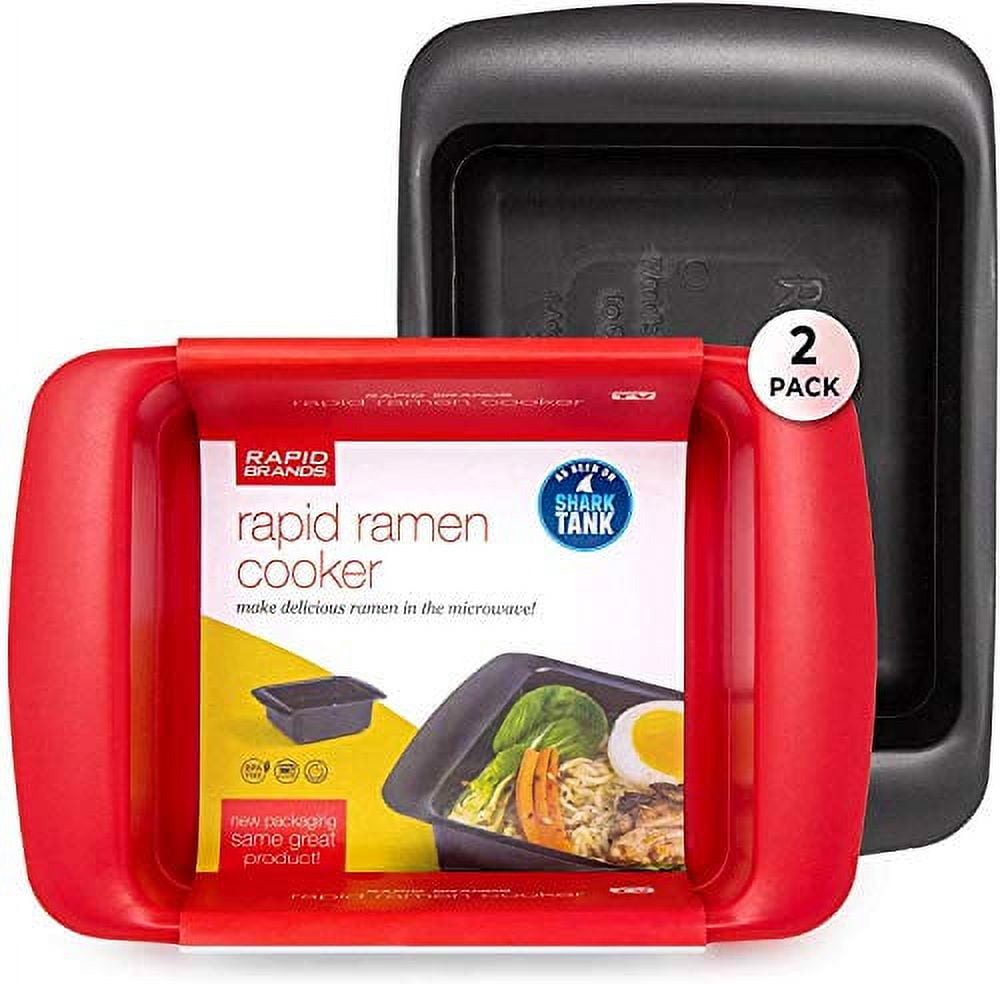 Rapid Ramen Cooker - Microwave Ramen in 3 Minutes - BPA Free and Dishwasher Safe - 2 Pack (Black & Red)