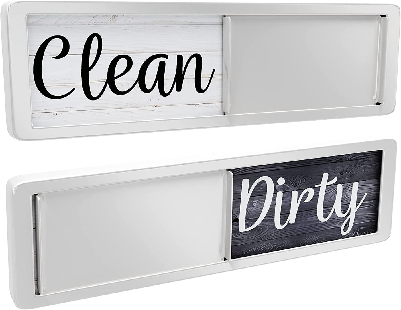 Dishwasher Magnet Clean Dirty Sign, Strong Universal Dirty Clean Dishwasher Magnet Indicator for Kitchen Organization, Slide Rustic Farmhouse Black and White Wood